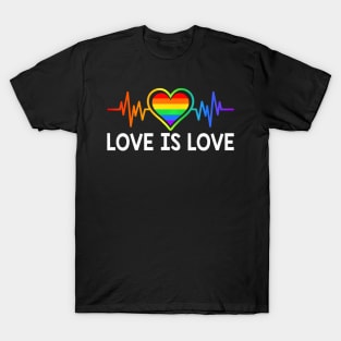 Lgbt Gay Pride Heartbeat Lesbian Gays Love Sexy Rainbow T-Shirt